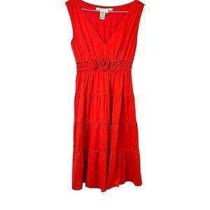 Max Studio V Neck Sleeveless Layered Red Sheath Dress Size Medium
